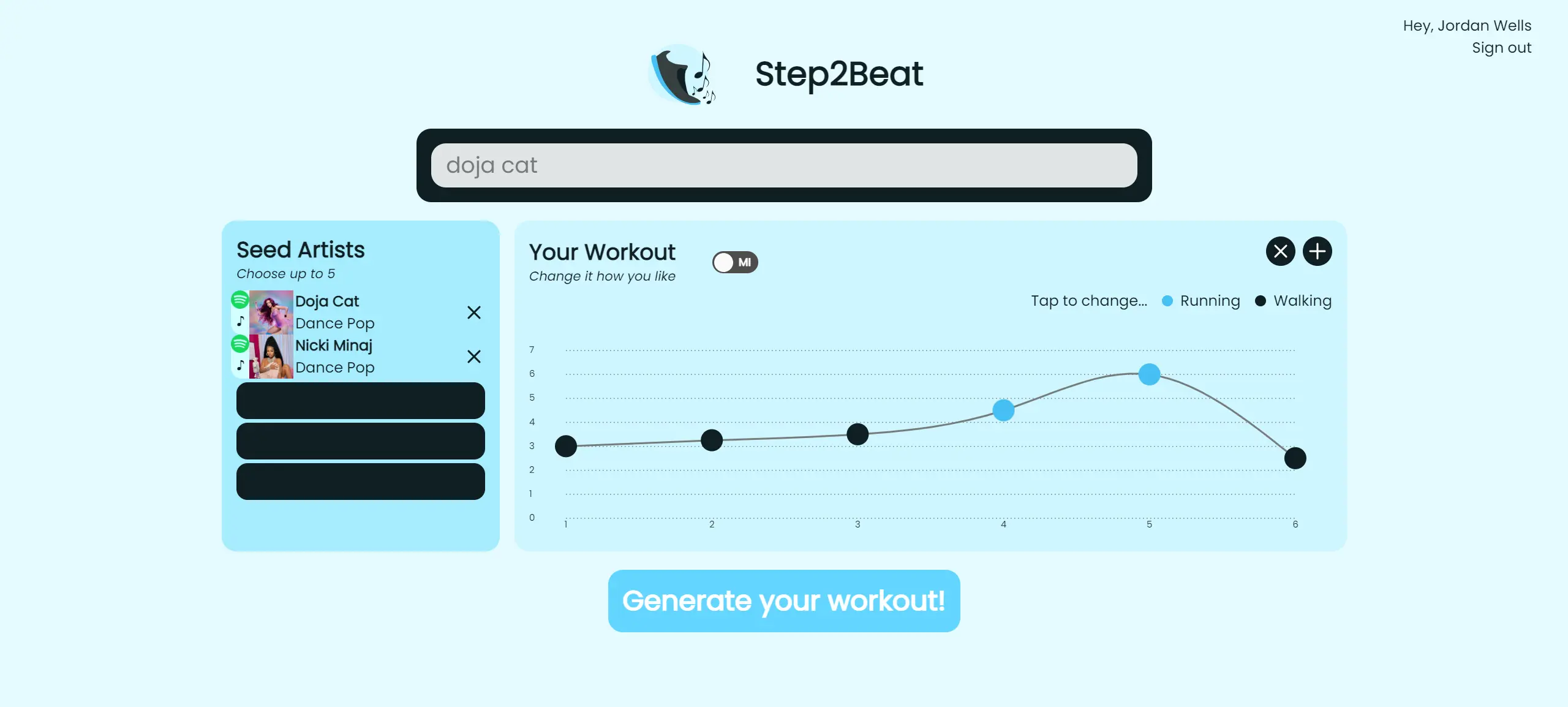 Choosing songs for Step2Beat