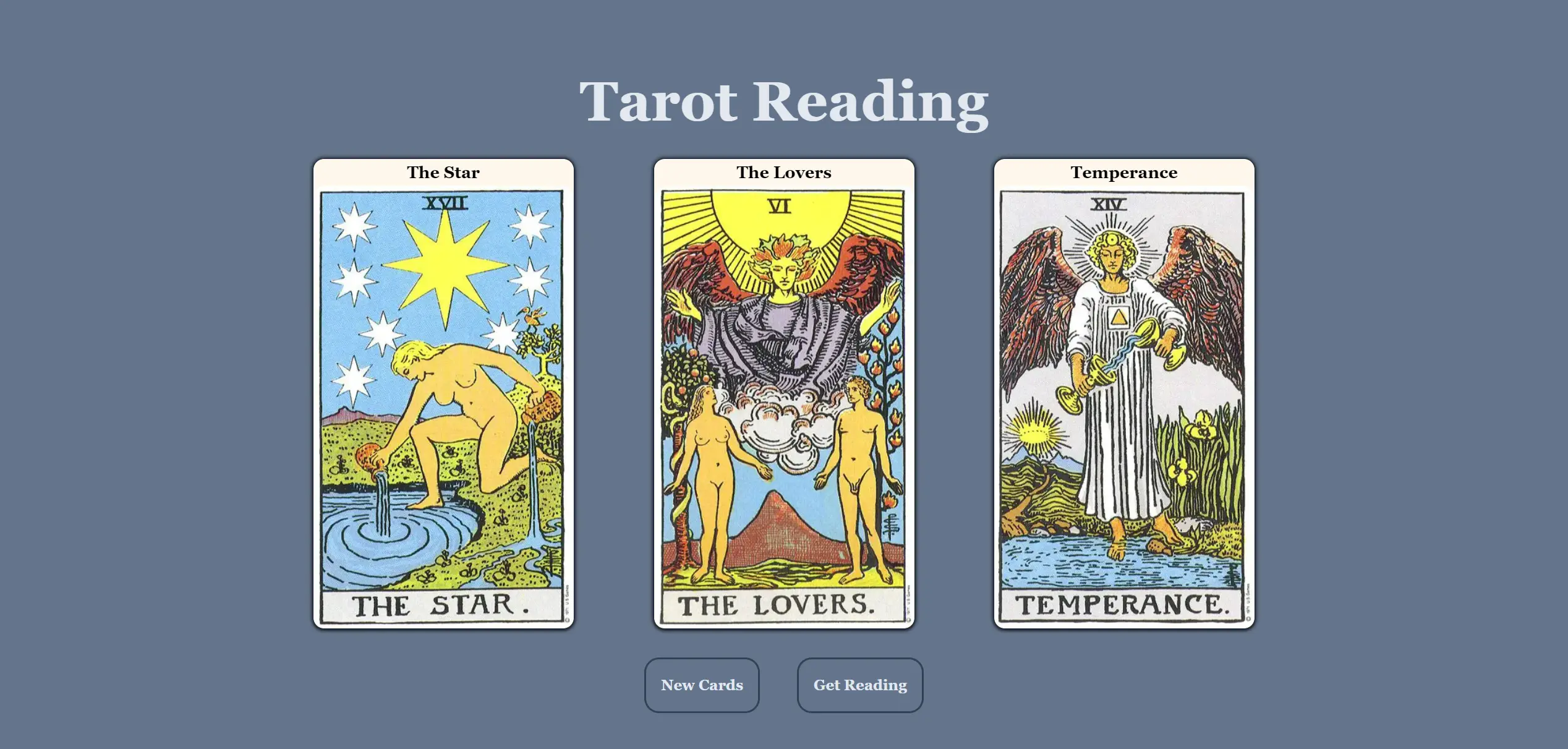 A Tarot card reading simulator